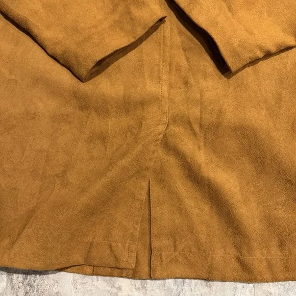 Vintage Faux Suede Chore Coat Brown Button Up Shirt Jacket Size M Western Boho - Picture 6 of 9